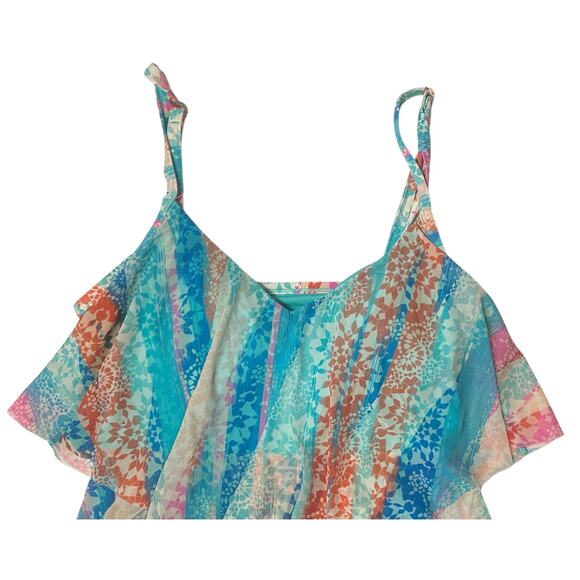 2/$15 Beach House Portia Tiered Mesh Tankini Swim Top Padded Shelf Bra Size 6 - Picture 4 of 10